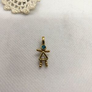 ❤️18kt stamped‎ gold emerald and stone necklace pendant